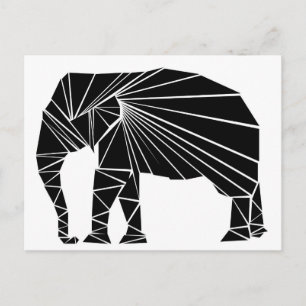 Geometric black elephant postcard