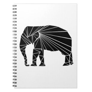 Geometric black elephant spiral notebook