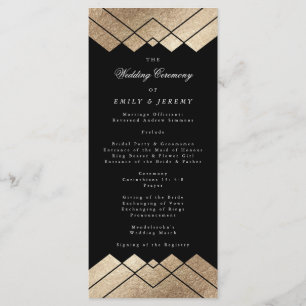 Geometric Black Gold Gatsby Wedding Program Programme