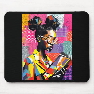 Geometric black history educated women reading mouse pad