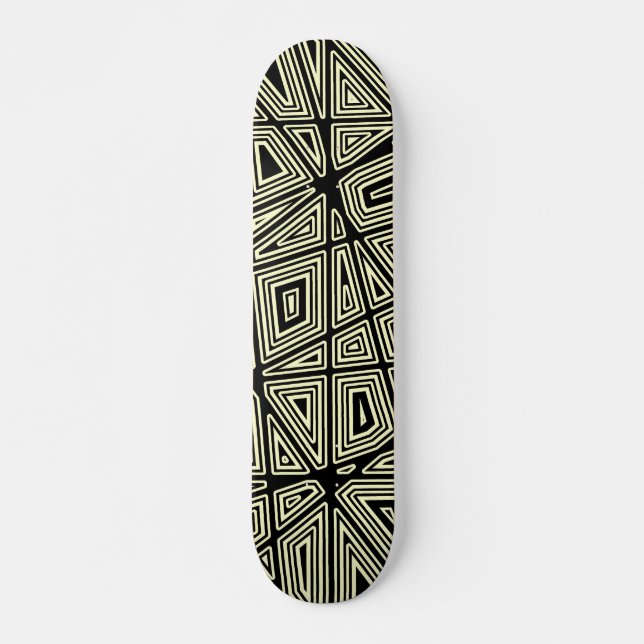 Geometric - Black on Cream Skateboard (Front)
