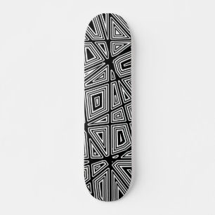Geometric - Black on White Skateboard