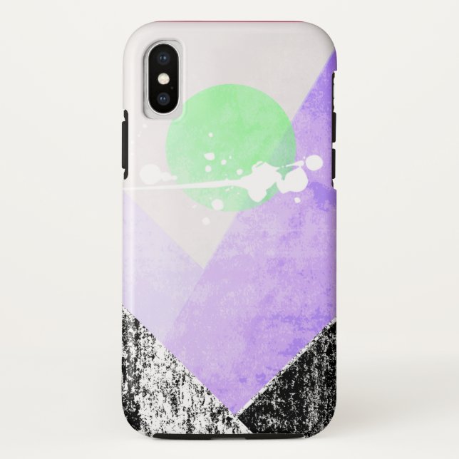Geometric Black Purple Mountains Design Quilt Art Case-Mate iPhone Case (Back)