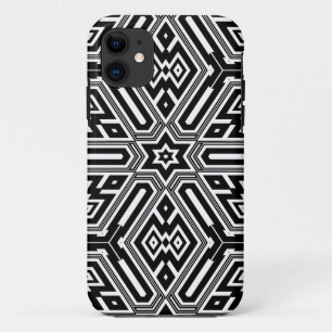Geometric Black Starburst Pattern iPhone 11 Case