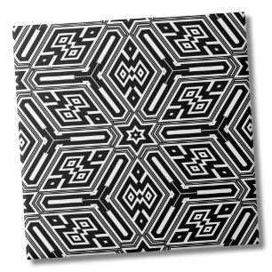 Geometric Black Starburst Pattern Tile