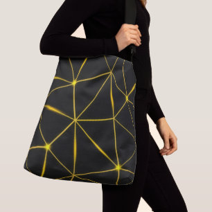 Geometric black triangles gold lines crossbody bag
