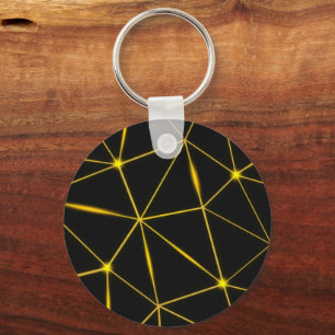 Geometric black triangles gold lines key ring