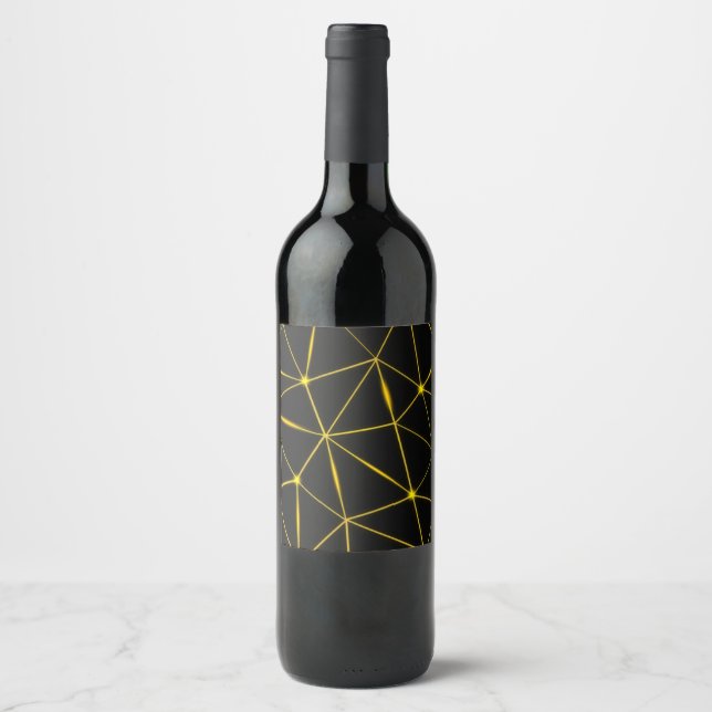 Geometric black triangles gold lines wine label (Front)
