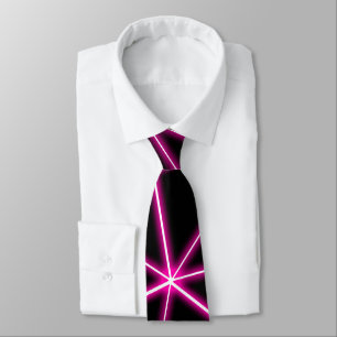 Geometric black triangles neon pink lines retro tie