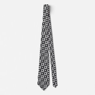 Geometric Black White Aviation Jets Aeroplane Tie