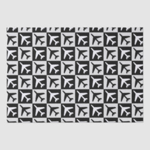 Geometric Black White Aviation Jets Aeroplane Tissue Paper