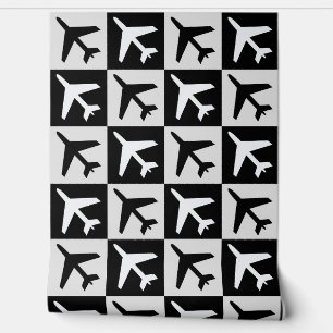 Geometric Black White Aviation Jets Airplane Wallpaper