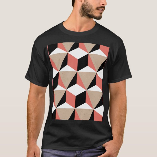 Geometric black white coral pattern. T-Shirt (Front)