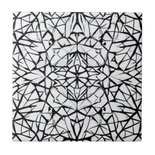 Geometric black white design abstract art tile