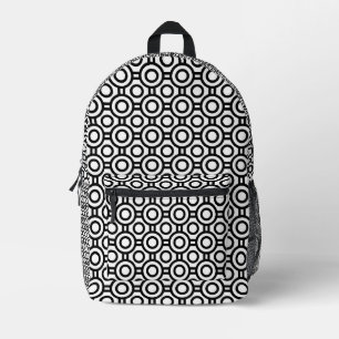 Geometric Black &white polka dots printed backpack