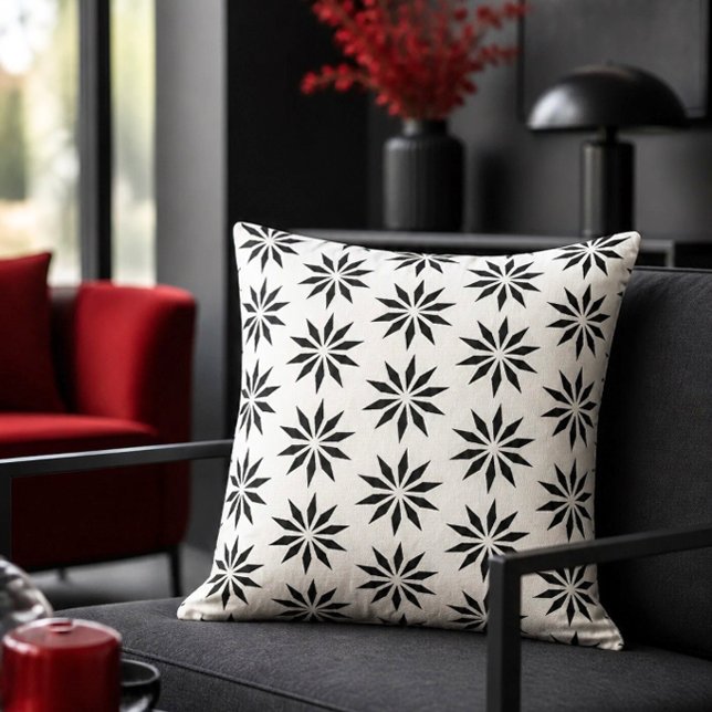 Geometric | Black & White Star Pattern Cushion (Creator Uploaded)
