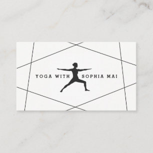 Geometric Black & White Yoga Instructor Business Card