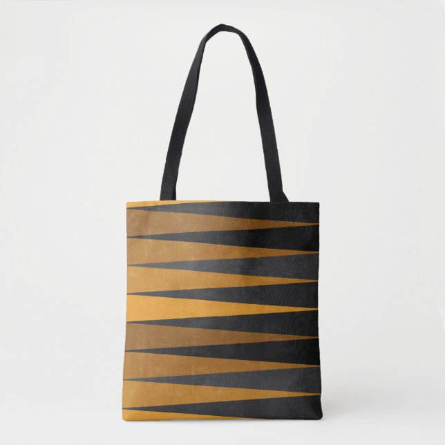 Geometric Black Yellow Tote Bag (Front)