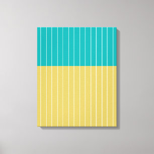 Geometric Blocks and Lines Yellow Blue Canvas Print