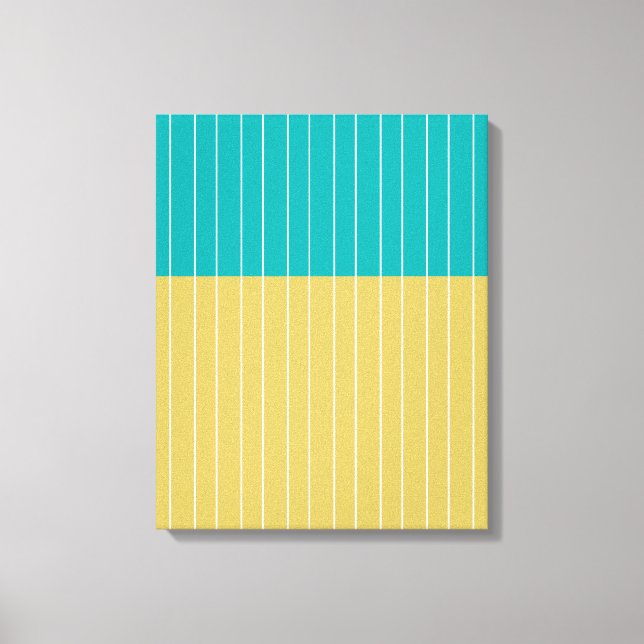 Geometric Blocks and Lines Yellow Blue Canvas Print (Front)