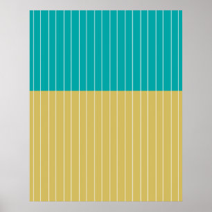 Geometric Blocks and Lines Yellow Blue Poster
