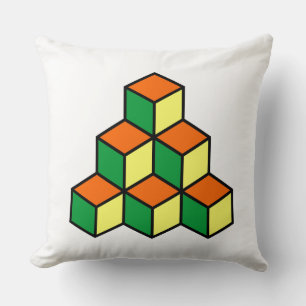 Geometric Blocks - Green Orange and Yellow Cushion