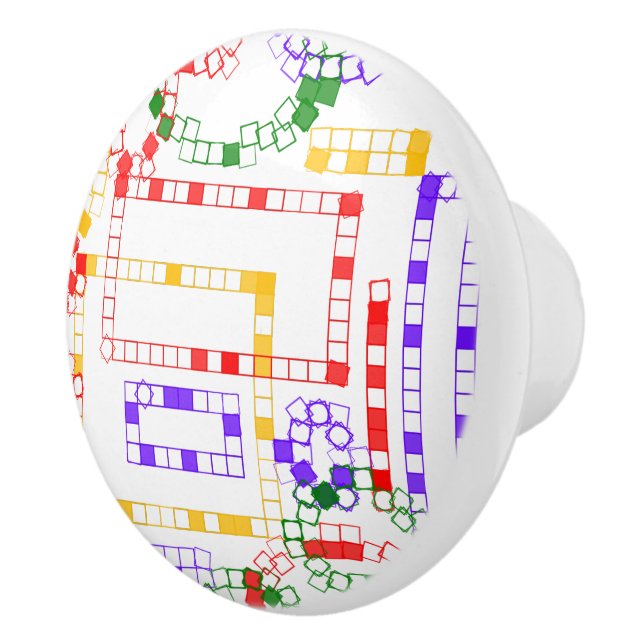 Geometric Blocks Red Yellow Blue Green Ceramic Knob (Right)