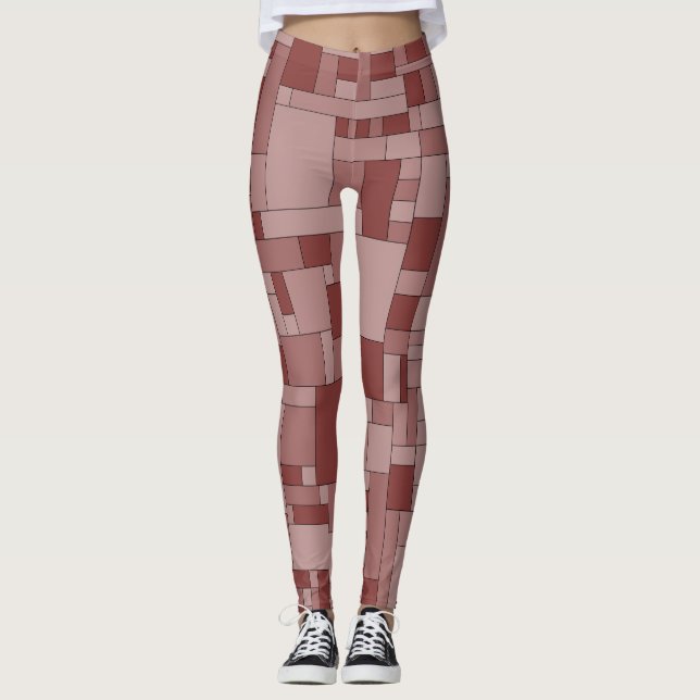 Geometric Blocks , seamless abstract texture Leggings (Front)
