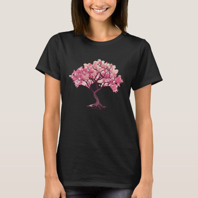 Geometric Blossoming Spirit Cherry Blossom Tree of T-Shirt (Front)
