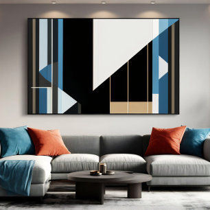 Geometric Blue and Gold Canvas Print