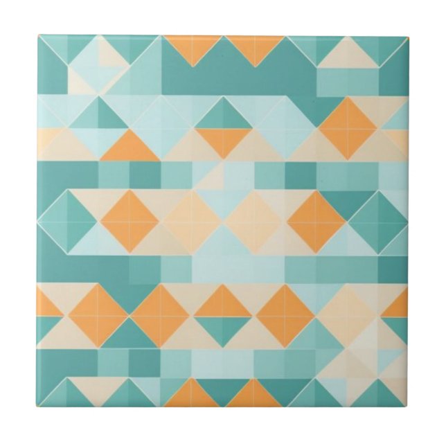 Geometric blue and orange pattern tile (Front)