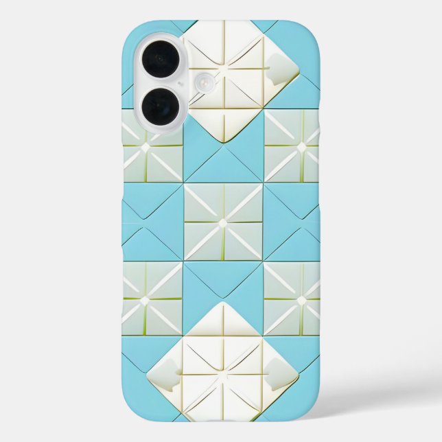 Geometric Blue and White Pattern Case-Mate iPhone Case (Back)