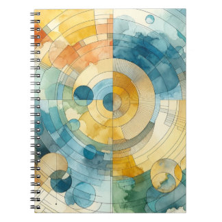 Geometric Blue and Yellow Watercolor Abstract Notebook