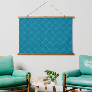 Geometric blue art deco hanging tapestry