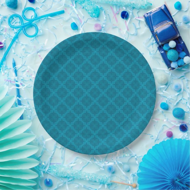 Geometric blue art deco paper plate (Party)