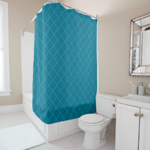 Geometric blue art deco shower curtain