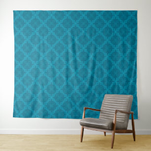 Geometric blue art deco tapestry