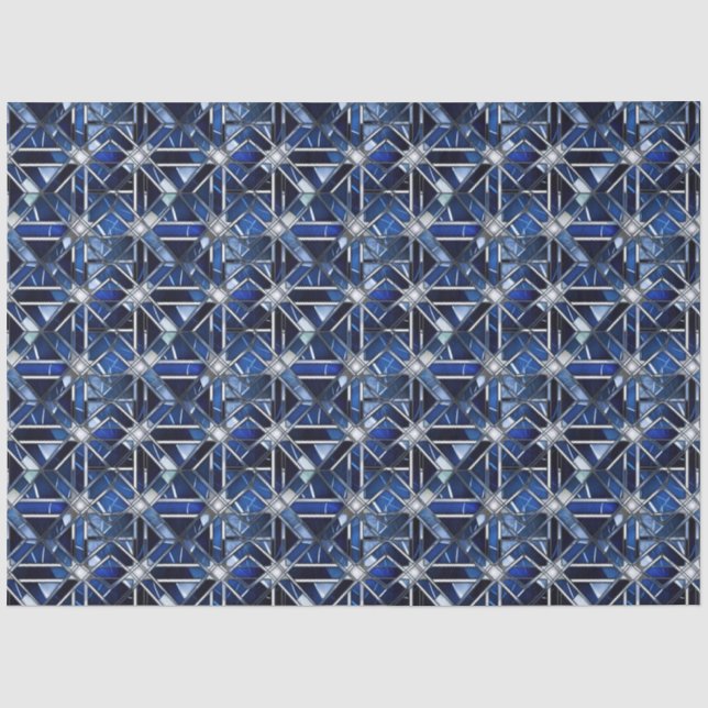 Geometric Blue Art Deco Tissue Paper (Front)
