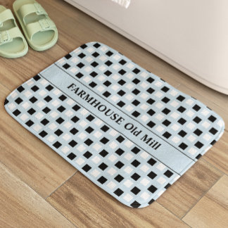 Geometric Blue Black Bath Mat