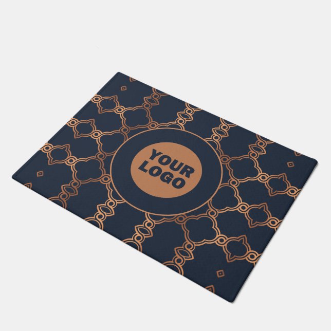Geometric Blue Company Logo Doormat (Angled)