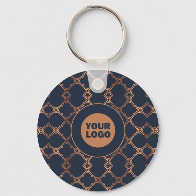 Geometric Blue Company Logo Key Ring (Front)