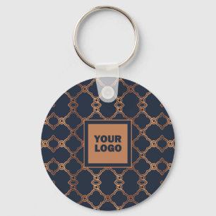 Geometric Blue Company Logo Key Ring