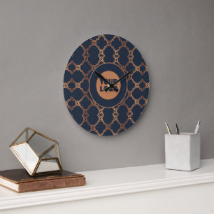 Geometric Blue Company Logo Large Clock