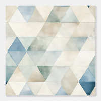 Geometric Blue Cream Triangle Watercolor pattern