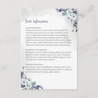 Geometric Blue Florals Guest Info Card