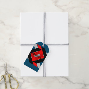Geometric blue grey red black personalised simply gift tags