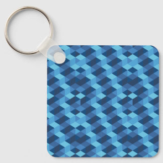 Geometric Blue Pattern Key Ring