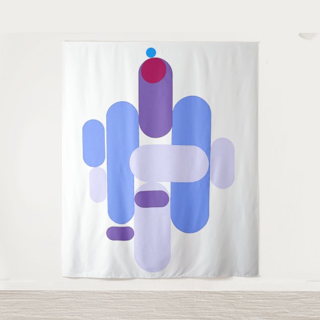 GeoMetric Blue Pattern Tapestry (Front)