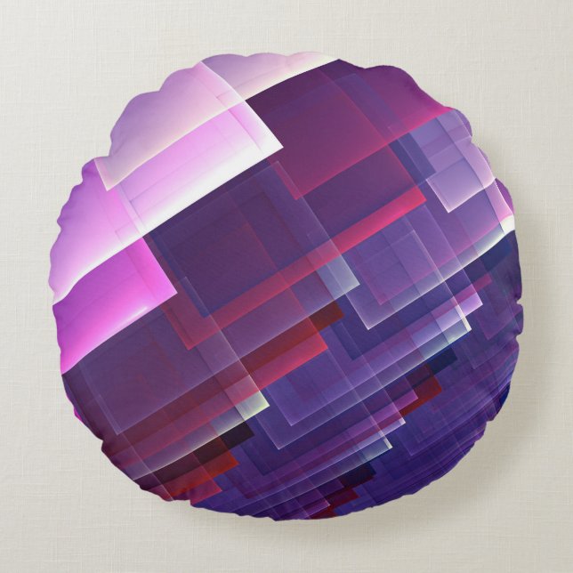 Geometric Blue Round Cushion (Front)