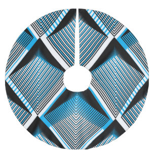 Geometric Blue Stripes: Bright Vintage Overlay Brushed Polyester Tree Skirt